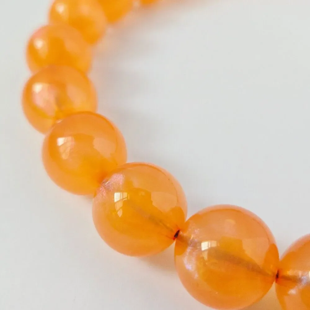 Handmade Orange Beaded Dog Collar Necklace Jewelry Durable Acrylic 19